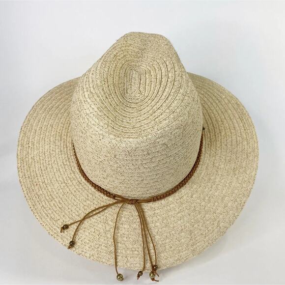 San Diego Hat Co Fedora Sun Hat Braided Jewel Beaded End String Woven Shimmer Ac - Picture 3 of 12